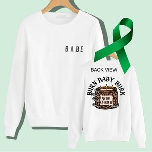 Your Opinion Can Burn “babe” mental health graphic crewneck sweatshirt large